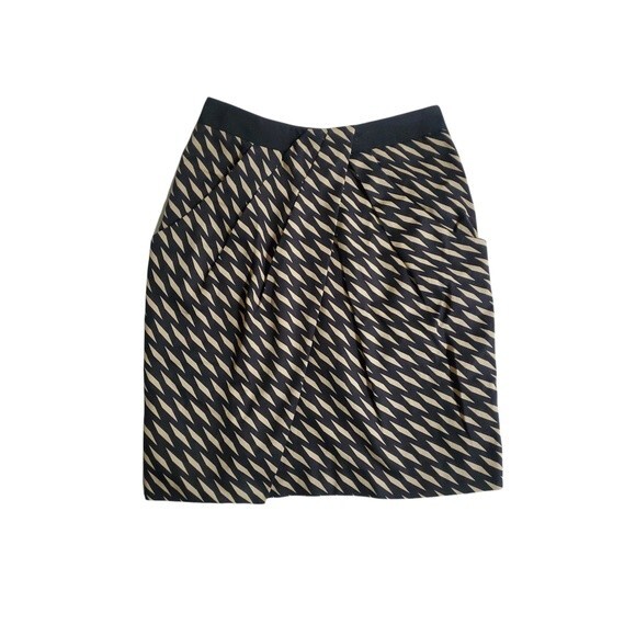 fei Anthropologie black cream tulip shaped pencil skirt with pockets sz 2 - Picture 1 of 11
